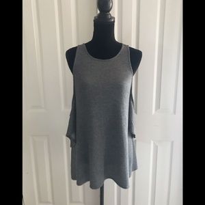 Small Gray cold shoulder bell sleeve soft top